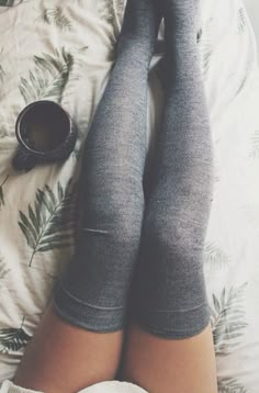 Over the knee socks seriously rock! I heart wearing then with high boots - #anthroregistry Cabled thigh high socks #anthrofave Over Knee Socks, Laying In Bed, Pastel Outfit, Thigh High Socks, Long Socks, Outfits Casuales, Suho, High Socks, Thigh Highs