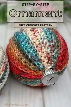 two crocheted balls with the title step - by - step ornament