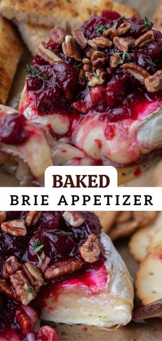 baked brie appetizer with cranberry sauce and pecans