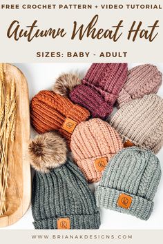 the autumn wheat hat sizes baby and adult