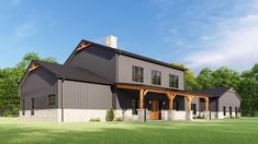 this is an artist's rendering of a modern farmhouse style home with two stories