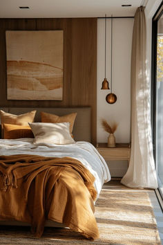 Slaapkamer inspiratie: 7 tips voor een gezellige slaapkamer Earth Tone Bedroom Colors, Warm Earthy Bedroom, Dune Design, Earthy Modern Bedroom, Treehouse Inspiration, Japandi Bedroom Ideas, Japandi Bedroom Design, Bedroom Ideas Modern, Earthy Modern