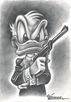 Pencil Sketches Cartoon Characters, Cool Pencil Drawings Ideas Creative, Donald Duck Tattoo Stencil, Scrooge Mcduck Tattoo, Daffy Duck Sketch, Donald Duck Tattoo Gangsta, Looney Tunes Drawings Pencil, Donald Duck Drawing, Easy Cartoon Characters