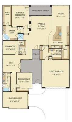 the floor plan for a two story home with an attached garage and living room area