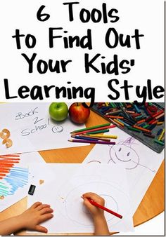 a child is drawing on paper with the words e tools to find out your kids'learning style