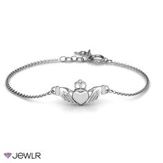 This classic design is inspired by the traditional Irish Claddagh Ring, which is given as a symbol of love or of marriage. The heart symbolizes love, the hands, friendship and the crown, loyalty. Personalize this item with an initial on the heart. Personalized Bracelets For Her, Claddagh Bracelet, Celtic Bracelet, Irish Ring Claddagh, Irish Claddagh, Engraved Engagement Ring, Claddagh Ring, Infinity Jewelry, Fingerprint Jewelry