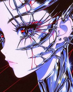 a close up of a person with wires on their head and eyeballs in the background