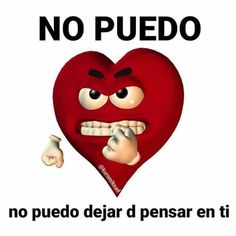 a red heart with an angry face and hands in front of it that says no puedo