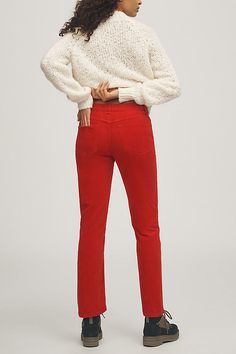 Denim, decoded: We’re digging denim in every corner of our closet. The Closed Milo Jeans offer a high-rise and a cropped wide-leg. | Milo Corduroy High-Rise Wide-Leg Crop Jeans by Closed in Red, Women's, Size: 25, Cotton/Elastane at Anthropologie Crop Jeans, 50 Fashion, Cropped Jeans, Anthropologie, Autumn Fashion, Top Brands, Wide Leg, High Rise, Luxury Fashion