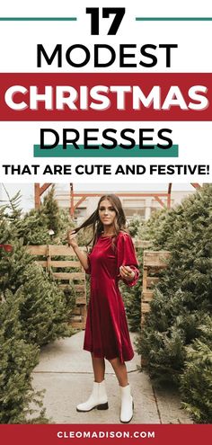 girl standing between some pine trees Christmas Eve Outfit Women, Semi Formal Dresses For Teens, Modest Christmas Outfit, Winter Church Outfit, Christmas Dress For Teens, Christmas Church Outfit, Party Outfit Formal, Christmas Dresses For Women