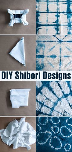 DIY Shibori Designs 4 Ways. Tutorial Shibori Resist Techniques, Shibori Indigo Dyeing, Tie And Dye Products, Shibori With Natural Dye, Dye Patterns Fabric, Tie Dye Techniques Shibori, Shibori Tye Dye Techniques, Shibori Twist Tie Dye Techniques