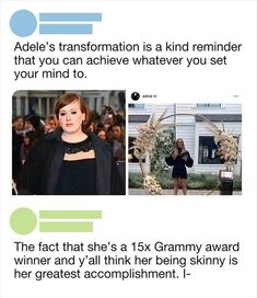 an ad with the caption that reads, addle's transformation is a kind reminder that you can achieve whatever you set your mind to