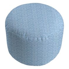 a blue and white round ottoman cover