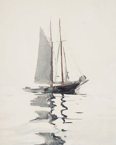 a painting of a sailboat in the water