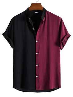 Mens Shirt Color, Short Sleeve Tops Casual, Patches Shirt, Men Fashion Casual Outfits, Mens Button Up, Elbow Patches, Summer Shirts, Collar Shirts, Short Sleeve Shirt