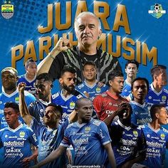 there are many soccer players in this photo together with the words juara paremusim