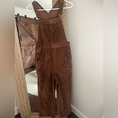 Xs Corduroy Overalls Purchased From Rhythm Livin Adjustable Straps Never Worn, Tag Still On! Brown Corduroy Overalls With Pockets, Fall Corduroy Overalls For Workwear, Fall Corduroy Workwear Overalls, Winter Corduroy Overalls, Fitted Bib Front Overalls For Fall, Corduroy Overalls For Workwear, Casual Fitted Brown Overalls, White Linen Jumpsuit, Corduroy Jumpsuit