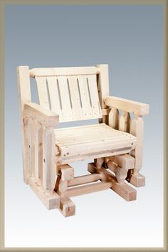 a wooden chair made out of pallets and pieces of wood on a white background