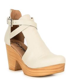 Free People Cedar Leather Buckle Wood Clogs | Dillard's White High Heel Platform Clogs, Leather Wedge Heel Clogs With Buckle Closure, White Leather Platform Clogs, White Leather High Heel Clogs, Leather Clogs With Heel Strap Medium Width, Platform Clogs With Open Heel And Medium Width, Leather Clogs With Wedge Heel And Heel Loop, Leather Clogs With Heel Loop And Wedge Heel, Leather Wedge Heel Clogs With Heel Loop