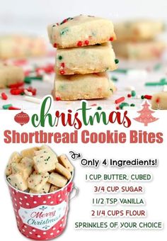 christmas shortbread cookie bites recipe with instructions