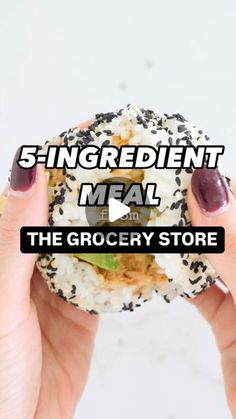 the grocery store has an advertisement for their meal, which includes sushi and rice