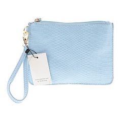 Jules Kae Blue Snake Pouch With Detachable Wrist Strap & Gold Hardware. Brand New Still In Plastic. Cheap Blue Women's Wristlet, Blue Snake, Wrist Strap, Blue Gold, Gold Hardware, Clutches, Color Blue, Bag Lady, Pouch