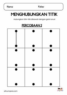 the worksheet for menhunungkan titik is shown in black and white