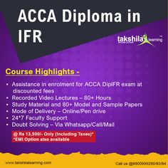 an advertisement for acca diploma in ifr, with information about the course and how to use it