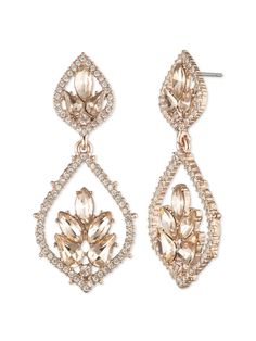 Poised Rose Large Drop Earring | Marchesa Marchesa Fashion, Georgina Chapman, Large Drop Earrings, Rose Gold Drop Earrings, Rose Stone, Fancy Earrings, Summer Soiree, Rose Gold Hardware, Drop Earring