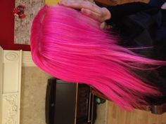 Pink Hot Pink Hair Dye, Neon Pink Hair, Bright Pink Hair, Hot Pink Hair, Candy Hair, Dyed Blonde Hair, Dyed Hair Inspiration, Pretty Hair Color, Hair Stylies