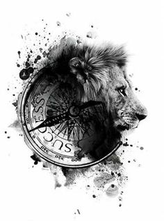 a black and white photo of a lion's head with the word boss on it