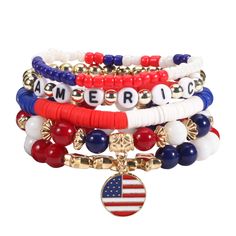 PRICES MAY VARY. 【Stretch Bracelets 】Elastic rope design, you don't worry about size , they are stretchy, suitable for most people's wrist.easy to put on and take off,will give you a better wearing experience. 【Quality】Handmade usa beaded bracelets, fine workmanship, your will find it perfect as a wrist accessory to highlight your charm and taste. Ready for more compliments. 【Festival Atmosphere】These Patriotic American Flag bracelets perfect for the 4th of July celebration, independence day gat 4th Of July Bracelets, Festival Atmosphere, Heishi Bracelet, Holiday Bracelets, Wrist Accessories, Clay Bracelet, 4th Of July Celebration, Elastic Rope, Sister Wife