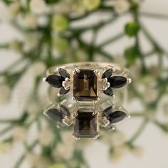 Smoky Quartz Ring-Emerald Cut Smoky Ring-14K Gold Topaz Ring-Engagement Ring-Sterling Silver Ring-Proposal Ring-Art Deco Ring-Gift For Wife Smoky Quartz Wedding Ring, Gold Topaz Ring, Ring Proposal, Smoky Quartz Ring, Gold Topaz, Topaz Engagement Ring, Ring Emerald, Deco Ring, Proposal Ring