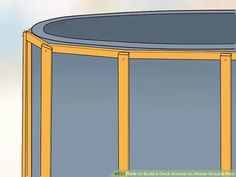 a round metal table with yellow frame around it