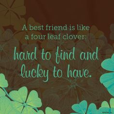 a quote about friends and luck on a green background with blue flowers in the foreground