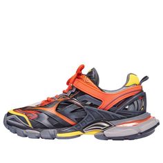 Balenciaga Track.2 Orange/Black Chunky Sneakers/Shoes Orange Urban Lace-up Sneakers, Casual Orange Breathable Sneakers, Orange Athleisure Running Shoes, Casual Orange Sneakers For Sports, Orange Athleisure Running Shoes With Boost Midsole, Orange Athleisure Sneakers For Running, Orange Athleisure Running Shoes For Sports, Designer Sneakers With Cushioned Footbed For Streetwear, Casual Orange Running Shoes For Streetwear