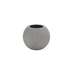 a gray vase sitting on top of a white surface