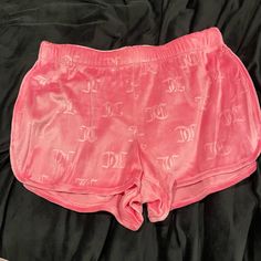 Hi Barbie! This Is A Pair Of Brand New, Never Been Worn Juicy Couture Monogram Velvet Shorts. Get Cute And Comfy! I Cut The Tags Off, But They Are Brand New Chic Pink Shorts For Loungewear, Trendy High-waisted Shorts For Loungewear, Trendy High-waisted Pajama Shorts For Loungewear, Trendy High Waist Pajama Shorts For Loungewear, Trendy High Waist Pajama Shorts, Trendy Short Inseam Bottoms For Loungewear, Hi Barbie, Velvet Shorts, Pink Velvet