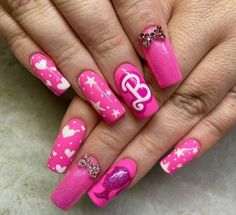 Barbie Nails Ideas, Dollar Tree Nails, Barbie Themed Nails, Do Nails At Home, Dollar Nails, Game Nails, Cheap Nails, Barbie Posters, Nail Education