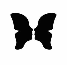 two butterflies facing each other on a white background