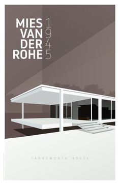 a minimalist poster for a house in the style of frank van der rohe