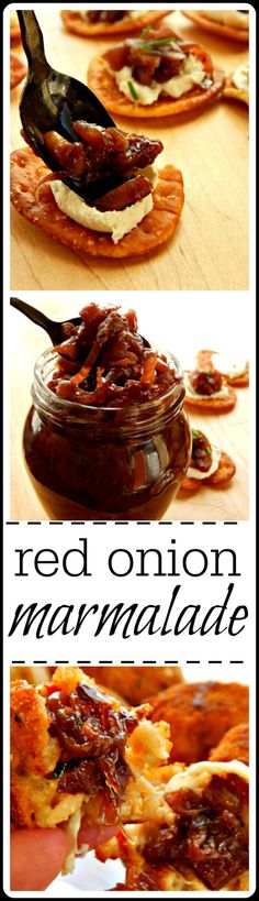 two pictures showing different ways to make red onion marmalade