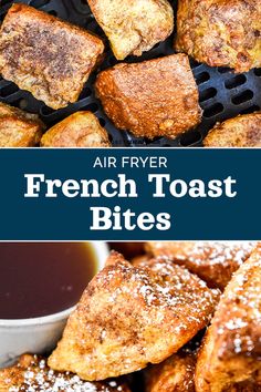 air fryer french toast bites with powdered sugar on top