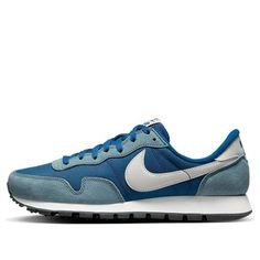 Experience the classic style of the Nike Air Pegasus 83 PRM Men's Shoe. Featuring a 70s-inspired material, this shoe is easy to style and offers a comfortable fit around the ankle. The waffle outsole and soft foam midsole provide a lightweight and comfortable feel, while the Valerian Blue colorway adds a unique touch. Perfect for everyday wear, the Nike Air Pegasus 83 PRM is the perfect way to stand out from the crowd. Enjoy the classic style of the Nike Air Pegasus 83 PRM with its unique design and comfortable fit. (SNKR/Low Top/Non-Slip/Shock-absorbing) Nike Pegasus 83 Mens, Vintage Nike Blue Sneakers, Vintage Blue Nike Sneakers, Retro Nike Running Shoes, Classic Blue Running Shoes With Round Toe, Retro Nike Running Shoes With Branded Insole, Vintage Blue Sneakers With Rubber Waffle Outsoles, Nike Air Pegasus 83, Air Pegasus 83