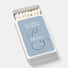 the perfect match matches are in a box with white matchesticks on top of it