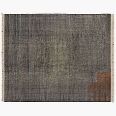 an old rug with fringes on the top and bottom in grey, brown and green colors