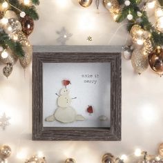 Make it Merry - Sharon Nowlan Shadow Box - 4 x 4 in - Mellow Monkey Sharon Nowlan, Christmas Shadow Boxes, Holiday Toys, Mirrored Furniture, Animal Books, Sea Glass Art, Shadow Boxes, Drawing Painting, Nova Scotia