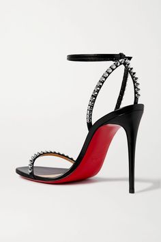 Black So Me 100 studded leather sandals | Christian Louboutin | NET-A-PORTER Christian Louboutin So Eleanor, Loubitin Shoes, Shoes Heels Classy, Women's Shoes Accessories, So Me, Louboutin Heels, Girly Shoes, Aesthetic Shoes, Fashion Heels