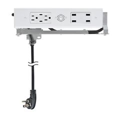 an electrical outlet is attached to the side of a wall mounted power strip with multiple outlets