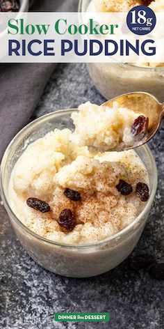 the cover of slow cooker rice pudding